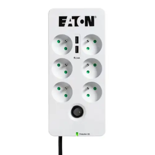 EATON Multiprises parafoudre Protection 6 prises FR USB