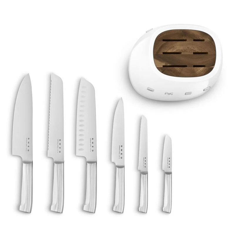 SMEG Bloc 6 couteaux Blanc - Années 50 - KBSF02WH