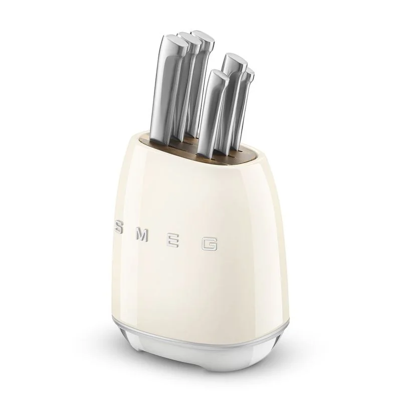 SMEG Bloc 6 couteaux Crème - Années 50  - KBSF02CR