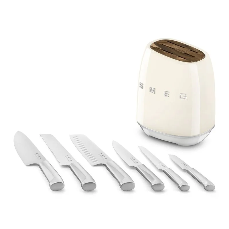 SMEG Bloc 6 couteaux Crème - Années 50  - KBSF02CR