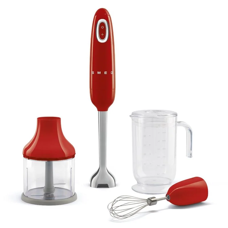 SMEG Mixeur plongeant Rouge avec accessoires - Années 50  - HBF03RDEU