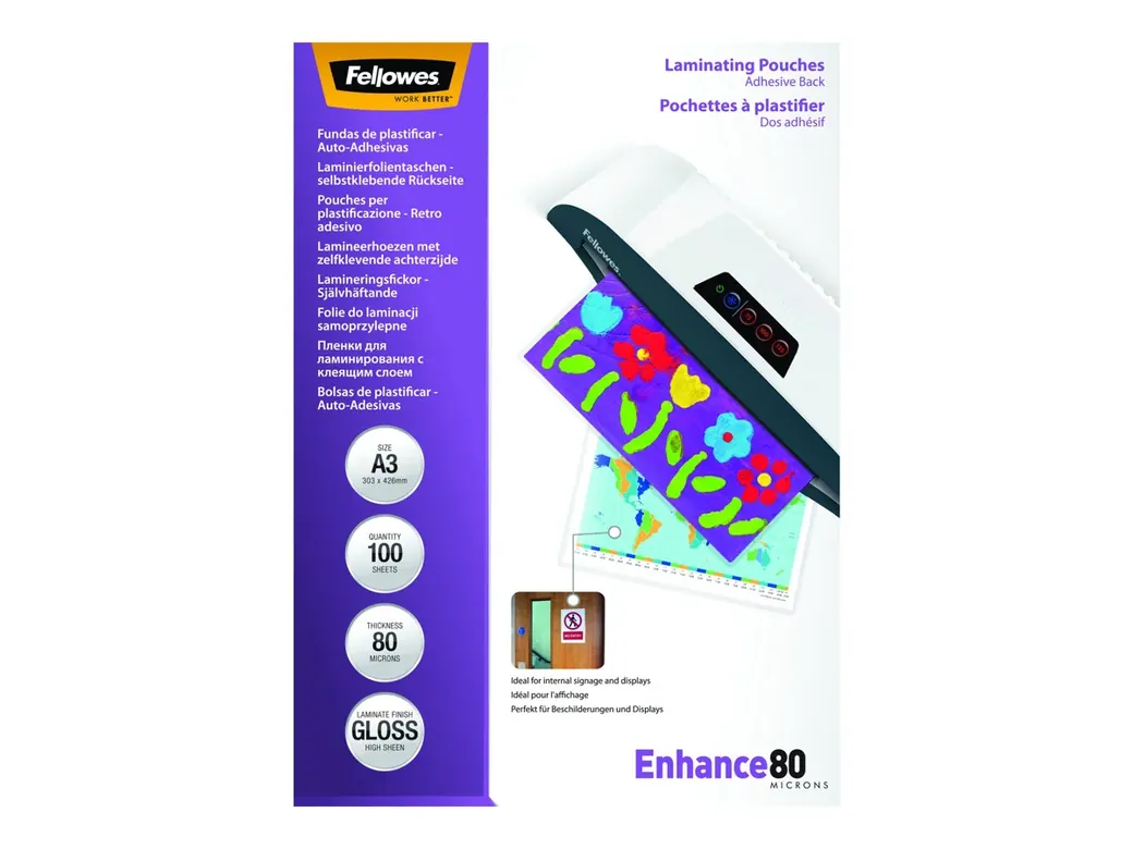 FELLOWES POCHETTES A3-DOS ADHESIF-80 - 5302302