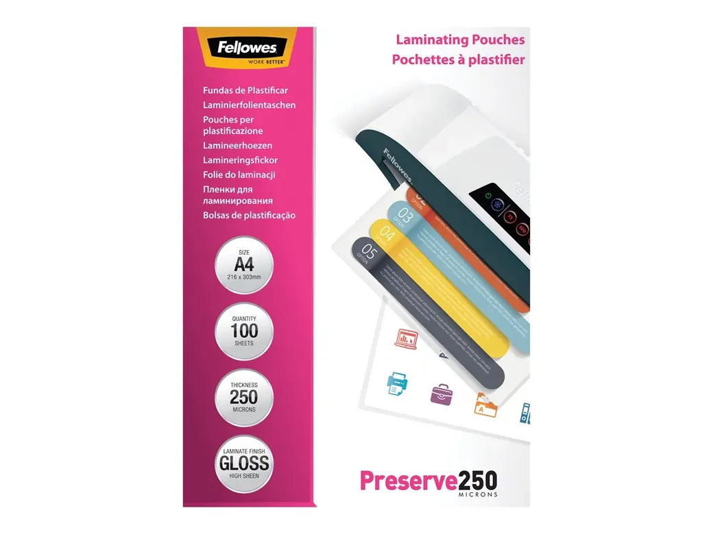 FELLOWES LAMINATING POUCH A4 250MIC - 5401802