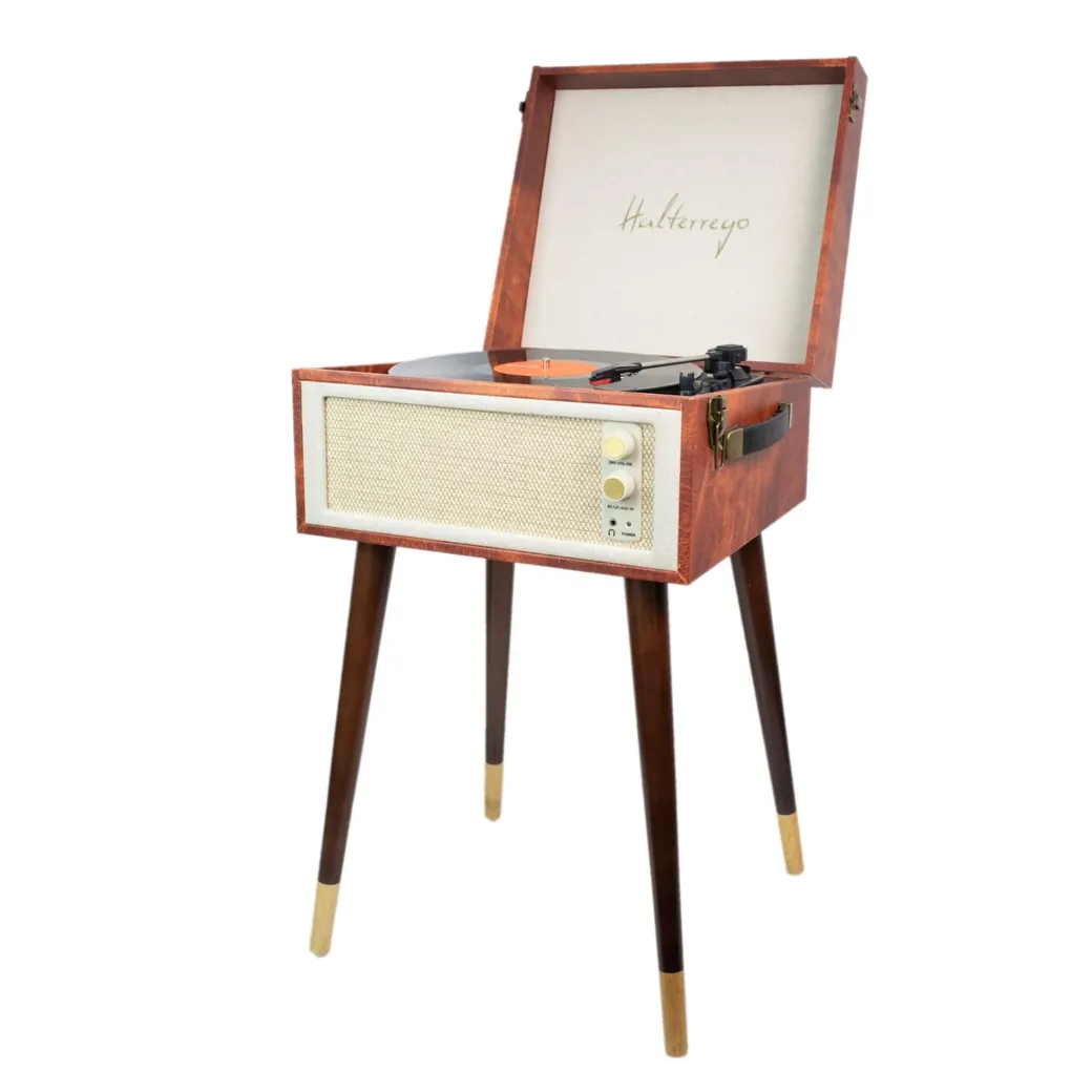 Platine vinyle COTTAGE bluetooth out 4 pieds amovibles motif cuir vintage - 0-CRH337CTCU