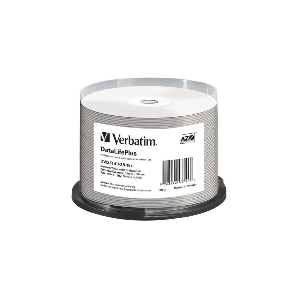 DVD-R AZO 4.7GB 16X DL+ WIDE PRINTABLE SURFACE NO-ID (50 PACK) - 43744