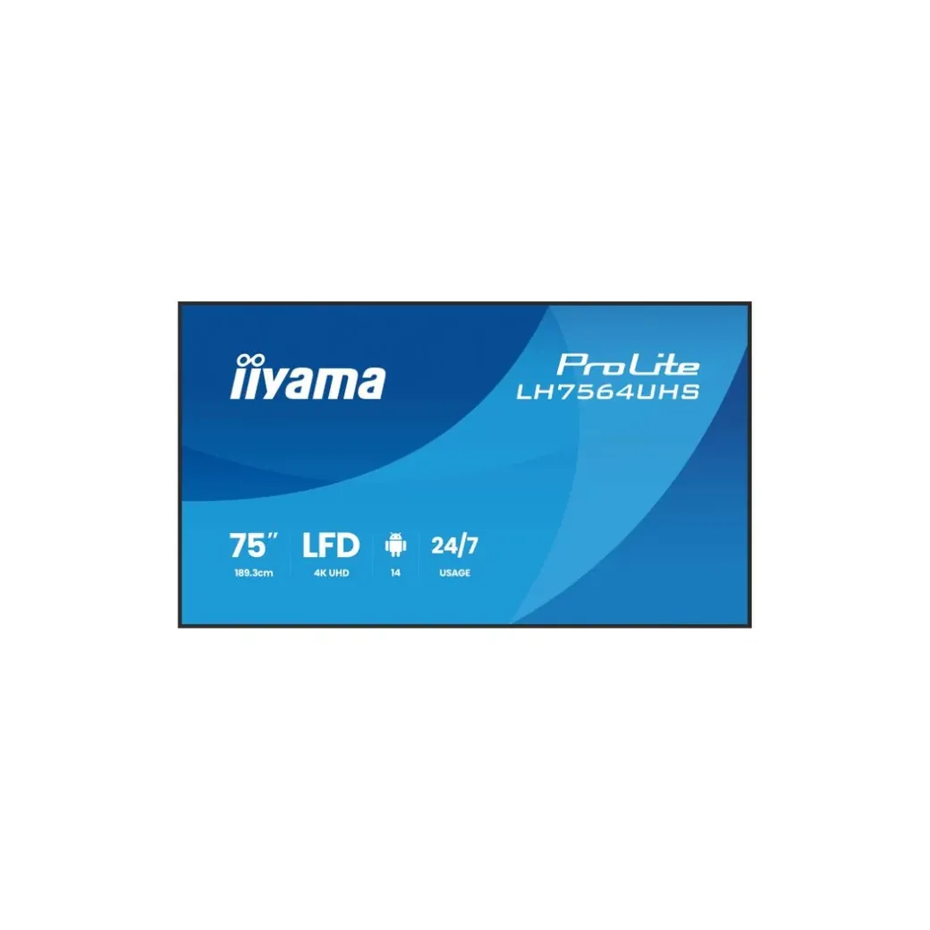 IIYAMA LFD 75 dalle VA 4K UHD 3840x2160 16:9 24/7 2xHDMI USB-C 2xUSB HPs 500cd/ - LH7564UHS-B1AG